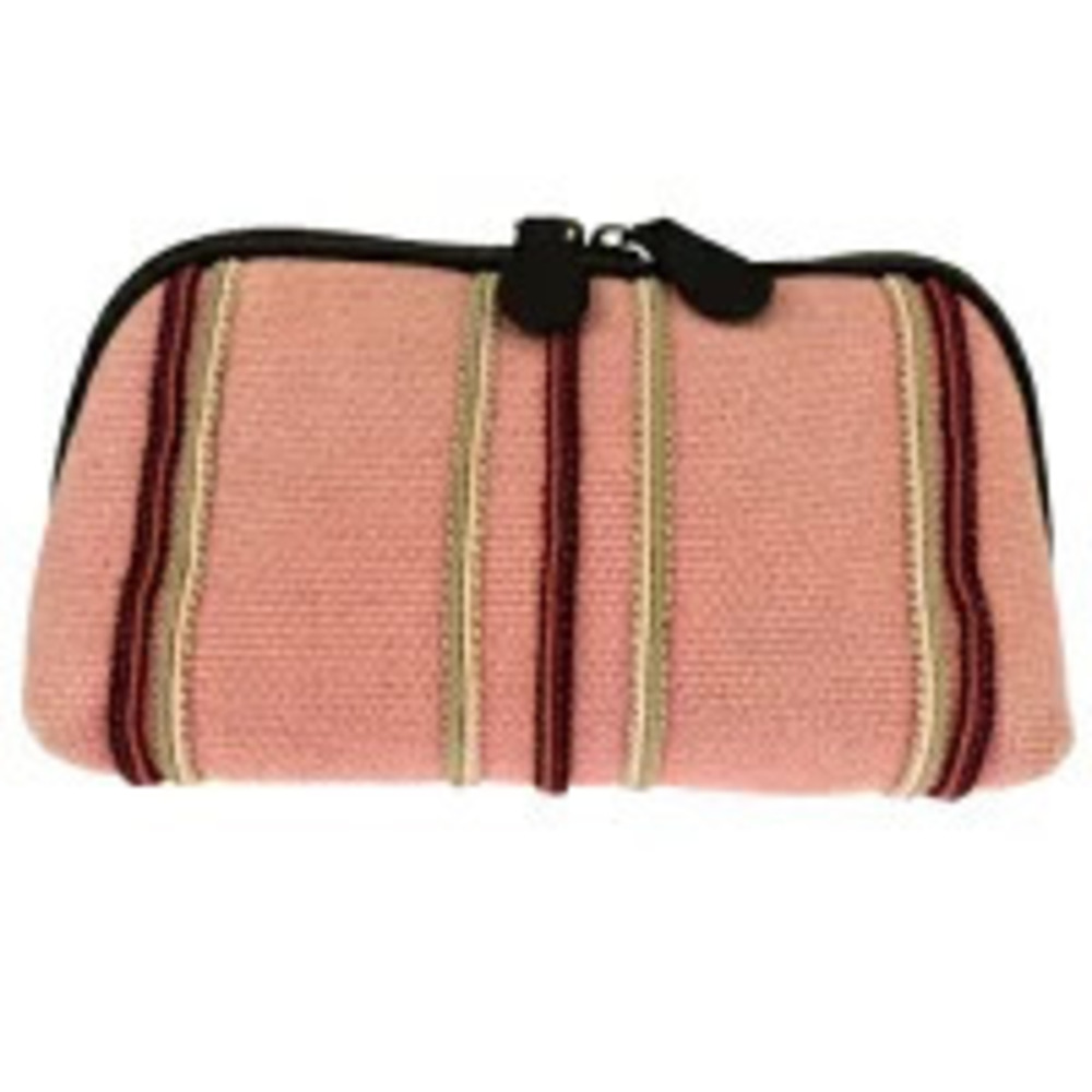 Bottega Veneta Cosmetic Pouch Clutch Bag Pink Canvas Leather